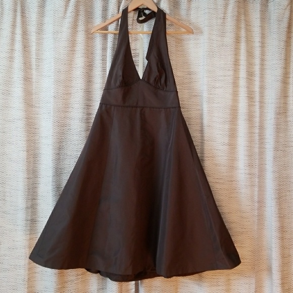 J. Crew Dresses & Skirts - 5/$25 J Crew Silk Halter Dress Brown Size 6 PETITE